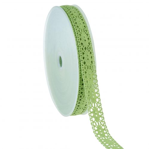 Product Lace ribbon decorative ribbon green W13mm 20m