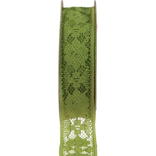 Product Lace ribbon green 25mm floral pattern decorative ribbon lace 15m