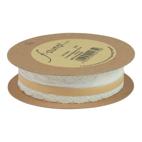 Product Lace ribbon hearts decorative ribbon lace cream 25mm 15m