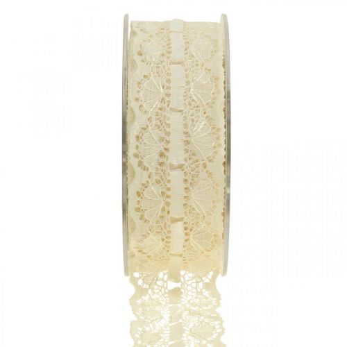 Floristik24 Lace ribbon lace border deco ribbon lace cream 25mm 15m