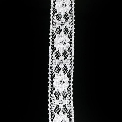 Floristik24 Lace ribbon white, wedding decoration, decorative ribbon flower pattern W25mm L15m