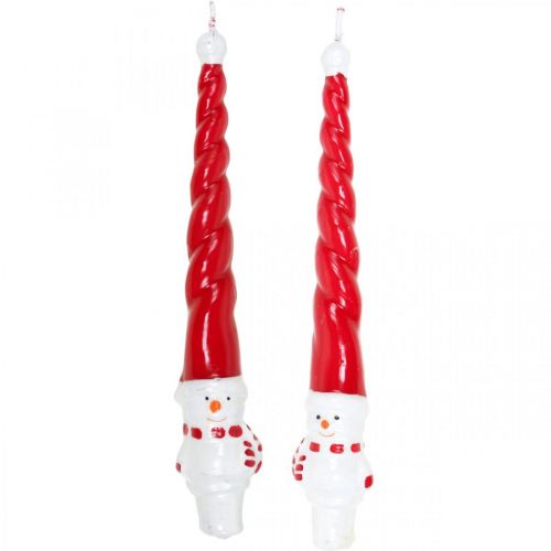 Product Tapered snowman candle Christmas red 26cm 2pcs