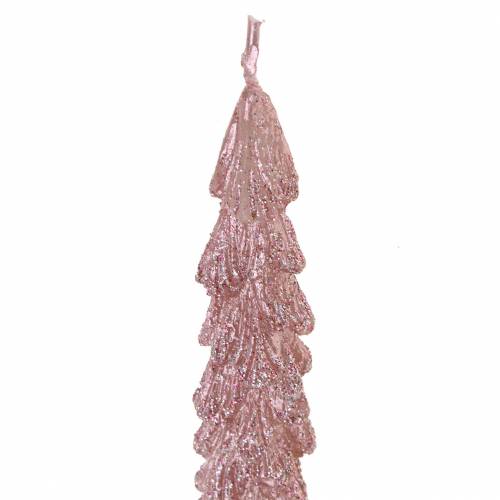Floristik24 Pointed candles fir pink metallic 30mm × 260mm 2pcs