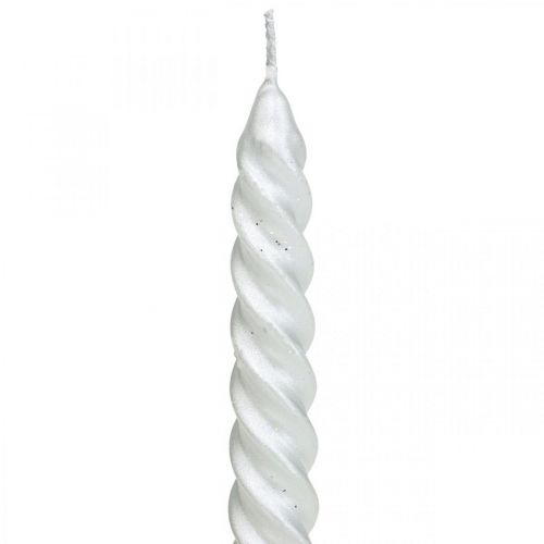 Product Taper candles twisted candles spiral candles silver 24cm 2pcs