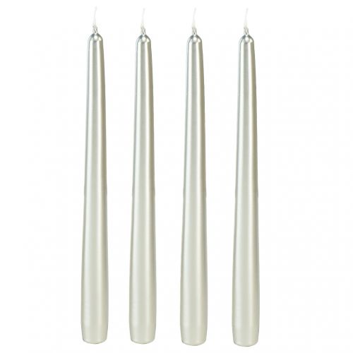 Floristik24 Taper candles silver 250/23 12pcs