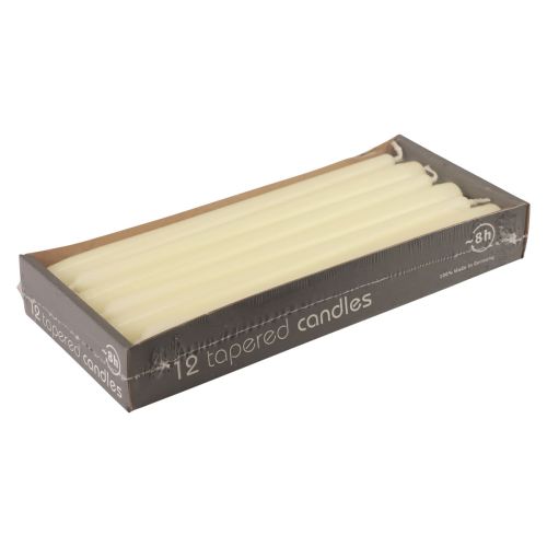 Floristik24 Taper Candles Stick Candles White Ivory 250/23mm 12 Pcs