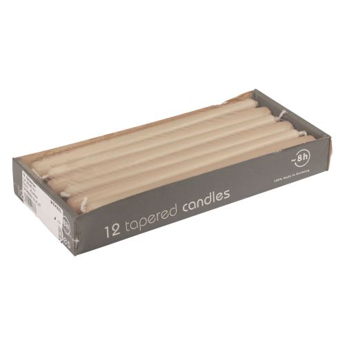 Floristik24 Taper Candles Wenzel Candles Beige 250/23mm 12 Pcs