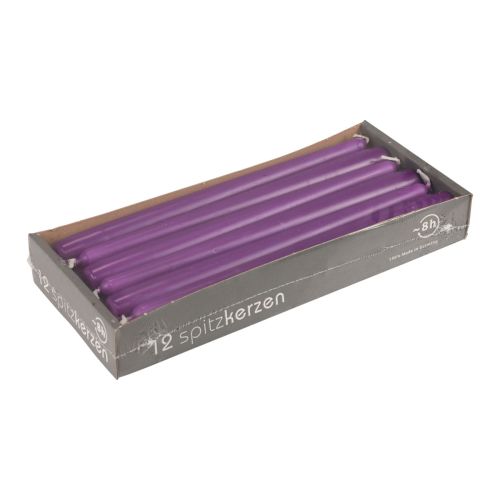 Floristik24 Taper Candles Wenzel Candles Purple 250/23mm 12 Pcs