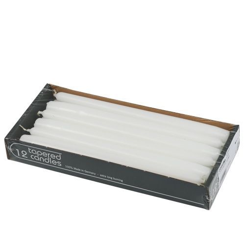 Product Tapered candles 250/23 candles white 12 pieces