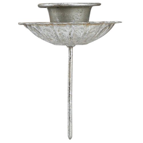 Product Taper candle holder silver antique candle holder with spike Ø8.5cm 4pcs