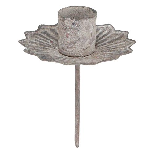 Floristik24 Taper candle holder for sticking antique grey 7×8.5cm 4pcs