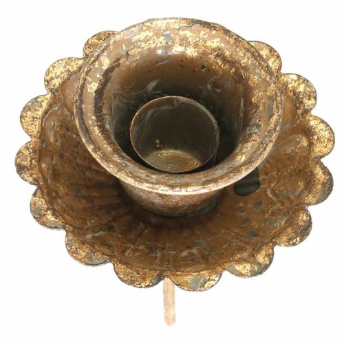 Floristik24 Taper candle holder for sticking antique style golden Ø8.5cm 4pcs
