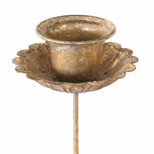 Floristik24 Taper candle holder for sticking antique style golden Ø8.5cm 4pcs