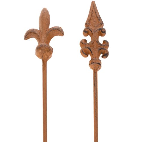 Garden stake rustic decoration lily lance in antique design for outdoor use 60cm 2pcs