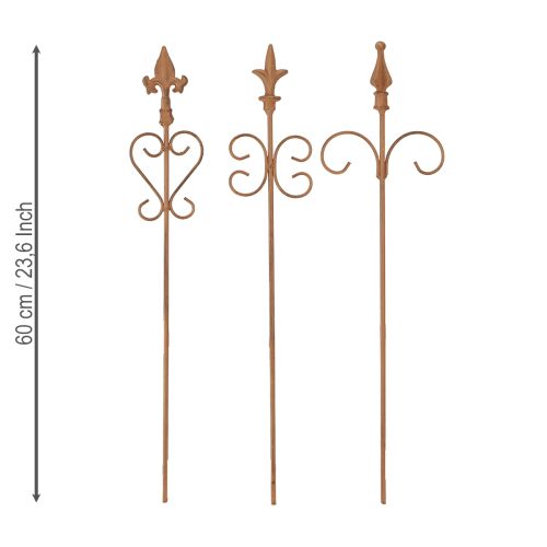 Floristik24 Vintage Garden Decoration Stick Rust Decoration Assorted 58cm 3pcs