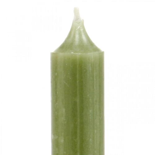 Floristik24 Taper candle green dyed wax candles 180mm/Ø21mm 6pcs