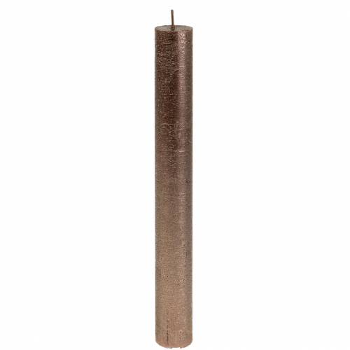 Floristik24 Taper Candles Solid Colored Copper Metallic 34mm×240mm 4 Pcs