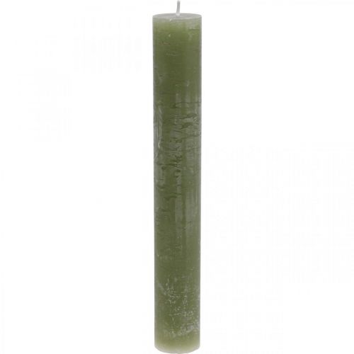 Floristik24 Solid colored candles olive green stick candles 34×240mm 4pcs