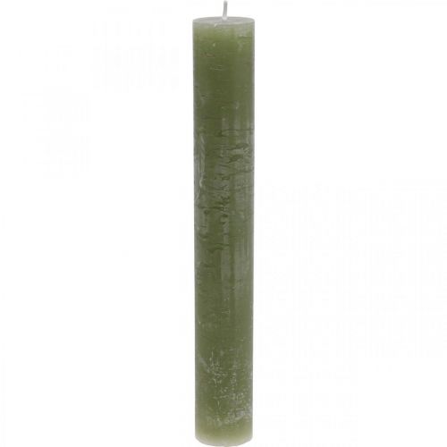 Product Solid coloured candles olive green taper candles 34×240mm 4 pcs