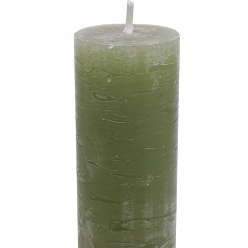 Product Solid coloured candles olive green taper candles 34×240mm 4 pcs