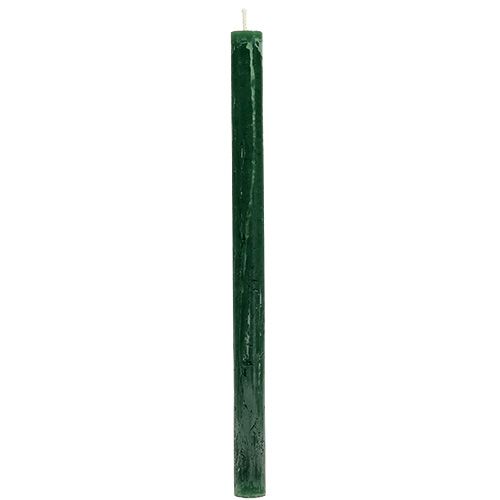 Floristik24 Stick Candle Dark Green Solid Colored 34 x 240mm 4 Pcs