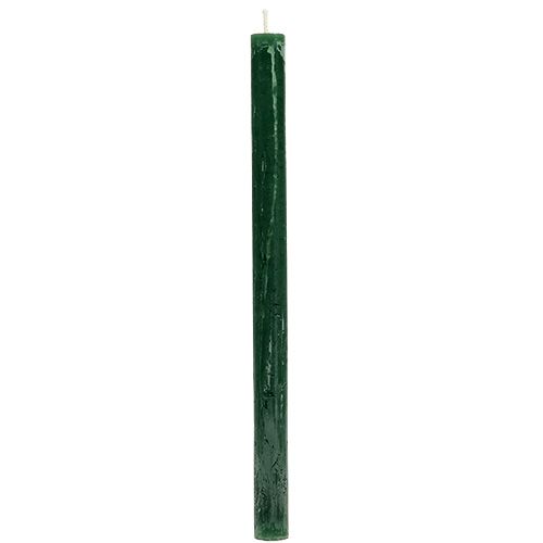 Floristik24 Candle dark green through-dyed 34 x 240mm 4pcs