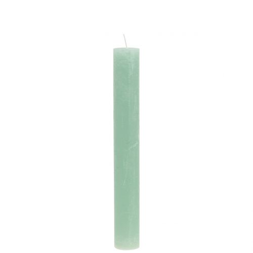 Floristik24 Candles colored through light green 34mm x 240mm 4pcs