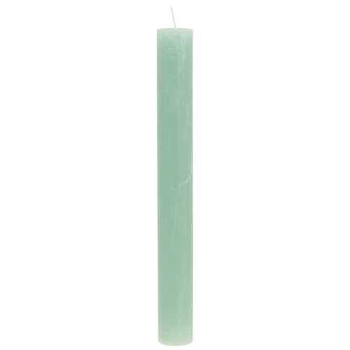 Candles colored through light green 34mm x 300mm 4pcs