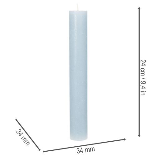 Set of 4 Blue Wax Taper Candles 34x240mm for Indoor Decoration | Floristik24.co.uk