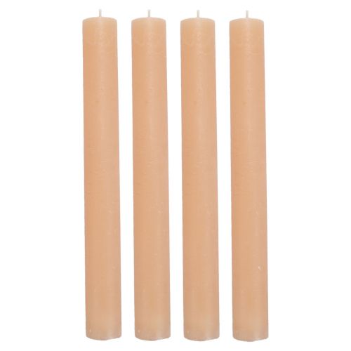 Taper candles solid-colored Peach candles orange 34×300mm 4pcs