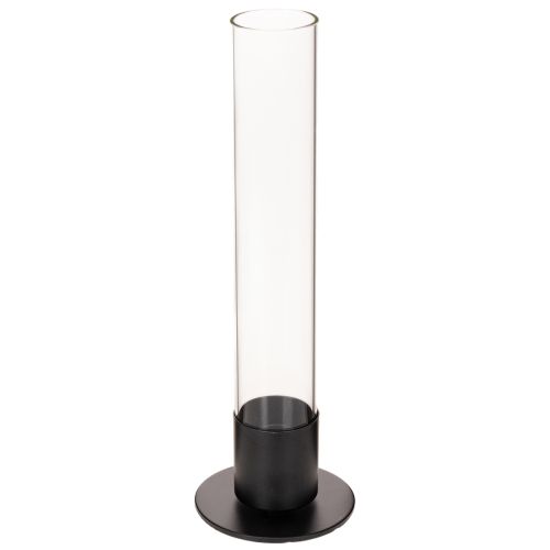 Candle Holder with Glass Cylinder 31cm Black and Clear buy online | Floristik24.co.uk