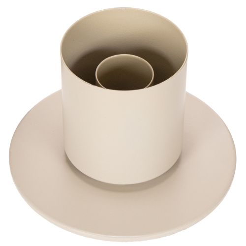 Modern Taper Candle Holder with Glass Cylinder and Base in Taupe, 31cm | Floristik24.co.uk