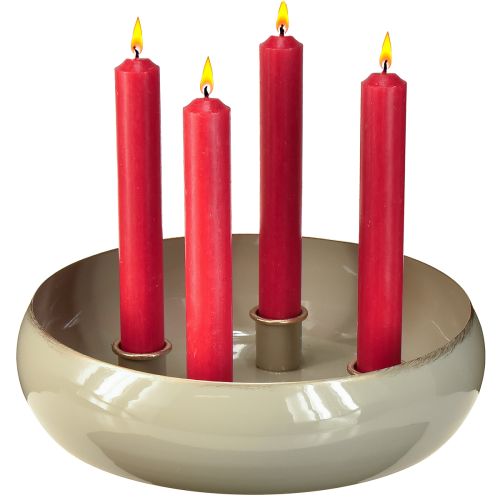Product Candle holder 4 candles bowl metal grey gold 22.5cm
