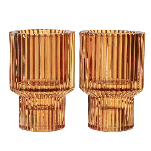 Product Stick Candle Holder Glass Orange Tealight Holder H8cm 4 Pcs