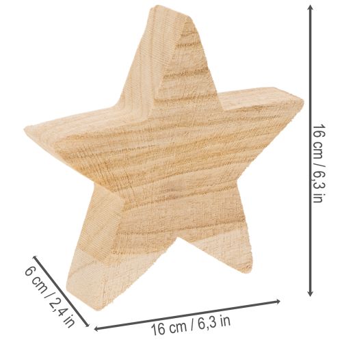 Wooden Star Candle Holder for Taper Candles, 16cm, Natural Wood with Black Metal | Floristik24.co.uk