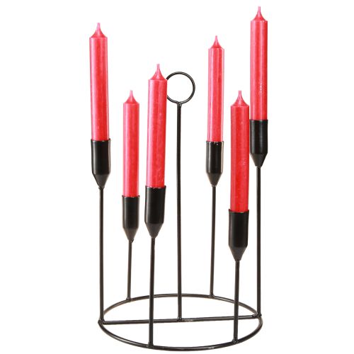 Product Metal candle holder for 6 candles, black, Ø20 cm, H31 cm