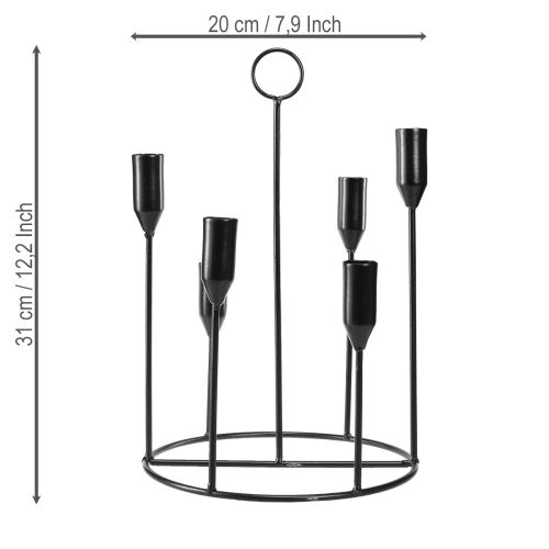 Product Metal candle holder for 6 candles, black, Ø20 cm, H31 cm