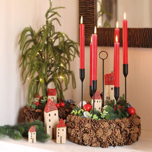 Metal candle holder for 6 candles, black, Ø20 cm, H31 cm