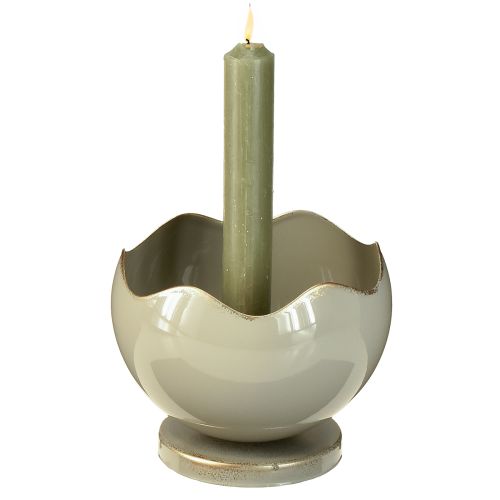 Product Taper candle holder metal candle holder grey gold H9.5cm