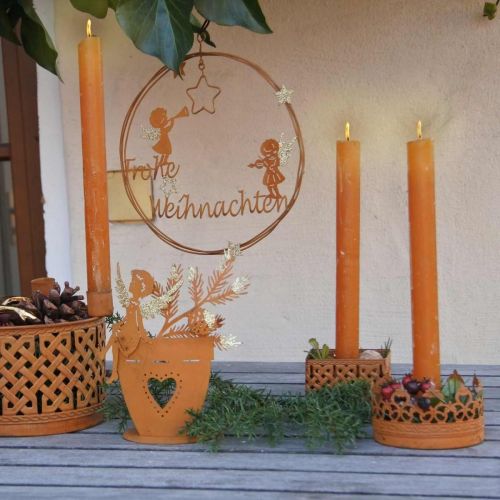 Floristik24 Metal candlestick, candlestick crown rust Ø8.5cm 4pcs