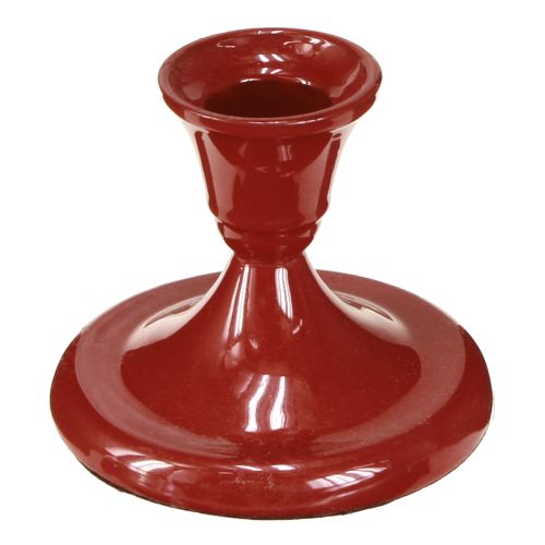 Metal candle holder red Ø8.5cm H7cm