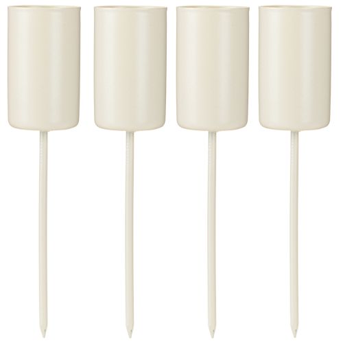 Metal candle holder on stick, beige, H11cm, 4 pieces | Floristik24.co.uk