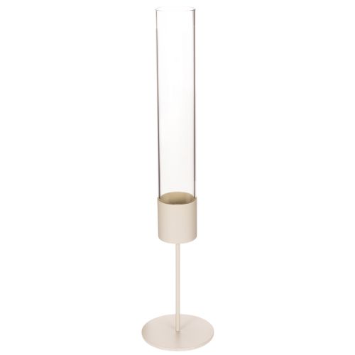 Modern Taupe Taper Candle Holder with Glass Cylinder, 45cm buy online | Floristik24.co.uk