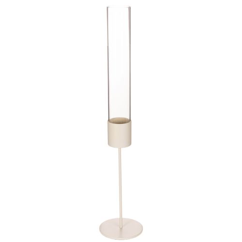 Candle Holder with Glass Cylinder on Metal Base 50cm Taupe buy online | Floristik24.co.uk