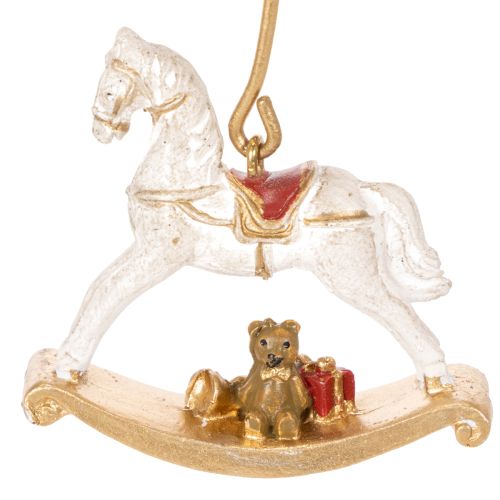 Gold Christmas Tree Candle Holders with Rocking Horse Design, 20cm, Set of 3 | Floristik24.co.uk