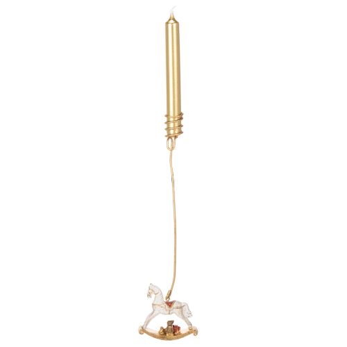 Gold Christmas Tree Candle Holders with Rocking Horse Design, 20cm, Set of 3 | Floristik24.co.uk