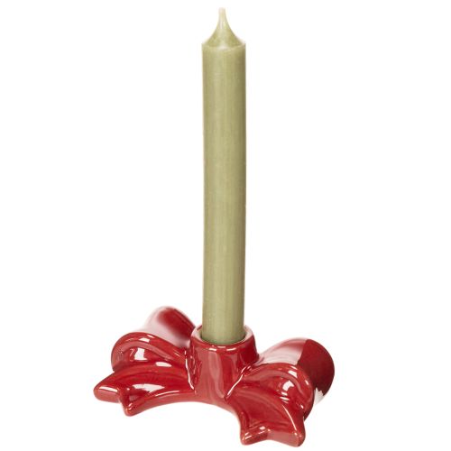 Ceramic Bow-Shaped Candle Holders Red 11cm for Taper Candles Set of 2 | Floristik24.co.uk