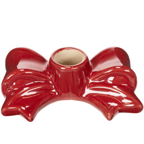 Ceramic Bow-Shaped Candle Holders Red 11cm for Taper Candles Set of 2 | Floristik24.co.uk
