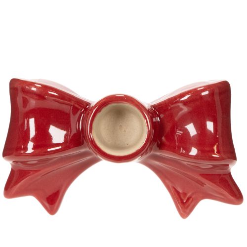 Ceramic Bow-Shaped Candle Holders Red 11cm for Taper Candles Set of 2 | Floristik24.co.uk