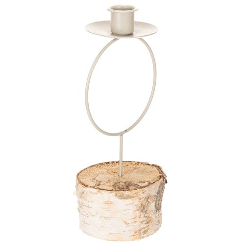 **Birch Wood Candle Holder with White Metal Ring 20cm**

```html
<h2>Decorative Birch Wood Candle Holder with White Metal Ring</h2>

<p>
This decorative candle holder combines natural birch wood with a minimalist white metal ring to create an elegant and 